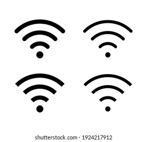 Wi-fi icon. Wifi symbol. Wireless internet connection sign. Simple flat shape logo. Black silhouette isolated on white background. Vector illustration image.