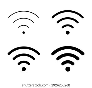 Wi-fi icon. Wifi symbol. Wireless internet connection sign. Simple flat shape logo. Black silhouette isolated on white background. Vector illustration image.