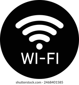 Wifi icon with text on circle isolated on white background . Wifi point icon vector 