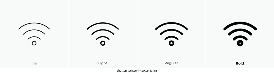 wifi icon. Thin, Light Regular And Bold style design isolated on white background