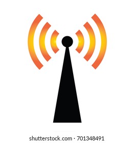 Wifi icon vector with antenna, Wireless internet sign isolated on white background, Flat style for graphic and web design or template or pattern.