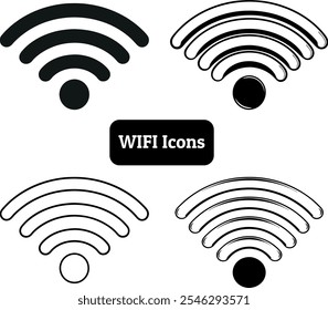 Ícone WiFi, Design de arte vetorial, Silhueta