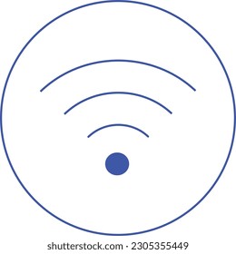 Wifi Icon, Wifi Vector Icon in Blue Color, Line Art
