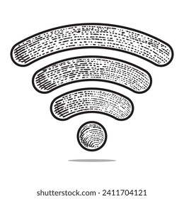icône wifi image vectorielle style de gravure dessinée à la main en noir et blanc
