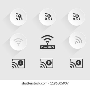 Wifi Icon Vector, Generation of Wi-Fi, WiFi6