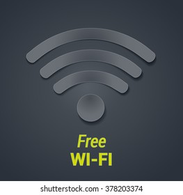 wi-fi icon vector illustration. free wi-fi hotspot symbol as dark paper cut out. vector