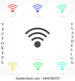  Icono de Icono Wifi ilustración vectorial. Símbolo de zona WiFi aislado. Diseño gráfico de señal de Internet. Icono Wifi vector Pictograma concepto de conexión inalámbrica.  Símbolo de línea de red del vector de icono Wifi