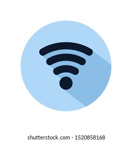 Wifi icon vector illustration isolated on blue circle. Wireless internet icon for web and mobile