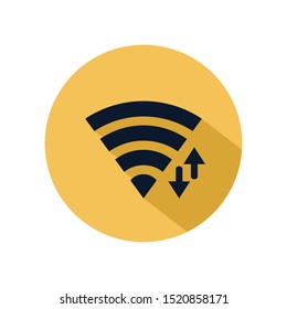 Wifi icon vector illustration isolated on yellow circle. Wifi connection icon for web and mobile