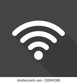 wi-fi icon - vector illustration with long shadow isolated on gray 