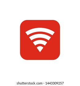 Wifi icon vector illustration on red square. Wireless internet icon or symbol.