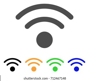 Wi-Fi icon. Vector illustration style is a flat iconic wi-fi symbol with black, grey, green, blue, yellow color versions. Designed for web and software interfaces.