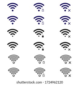 Wifi icon vector illustrator. 640x640 pixels with conect unconect and secure symbol 