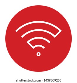 Wifi icon vector isolated on flat red round button illustration
