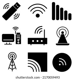 Juego de vectores de iconos Wi-Fi. colección de signos de ilustración inalámbrica. símbolo de señal.