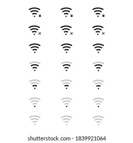 Wifi icon. Vector wi-fi signal black icons set