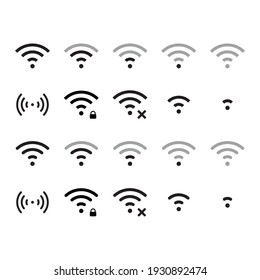 Wifi Icon. Vector Wi-fi Signal Black Wireless Icons Set