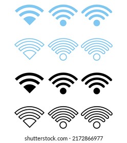 Wifi icon. Vector wi-fi signal black wireless icons set