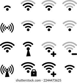 Wifi icon. Vector wi-fi signal black wireless icons set on white background..eps
