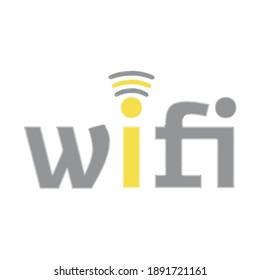 Símbolo vectorial de icono Wi-fi en colores de moda gris y amarillo. Ilustración aislada sobre fondo blanco. Fácil de usar. Copiar pegado. Eps10.