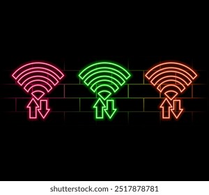 Wi-fi icon web design vector blue neon color dark.
