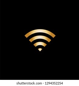 Wi-fi icon for web and mobile.Wireless icon.Gold gradient icon on a black background.EPS 10 vector.