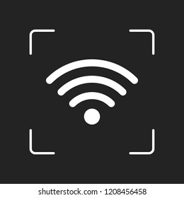 wi-fi icon. White object in camera autofocus on dark background