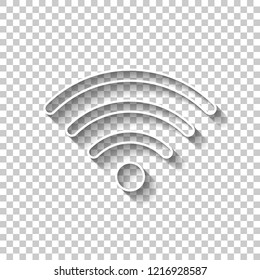 wi-fi icon. White outline sign with shadow on transparent background