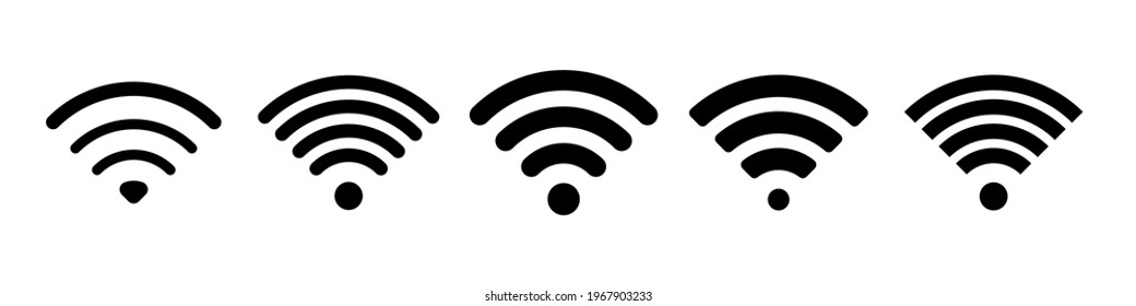 Wifi icon or wi fi symbol of signal wave, vector logo of free public internet access hot spot
