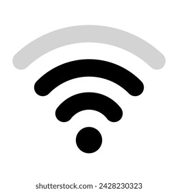 WiFi-Symbol. Drahtlose Verbindung, Internet, www, weltweit Web, Netzwerk, net, Kommunikation, einfacher Zugriff auf Informationen, Suche, Surfen, Benutzer, Gadget-Gerät, Personal Computer instabil. Vektor