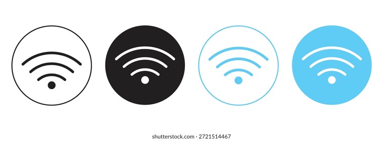 Icono de Wi-Fi. Señal de conexión inalámbrica a internet.  Colección de acceso remoto a Internet. Ilustración vectorial. 