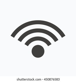 Wifi icon. Wireless internet sign. Communication technology symbol. Gray flat web icon on white background. Vector