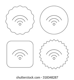 Wifi icon. Wireless wi-fi network sign. Internet symbol. Flat circle, star and emblem buttons. Labels design. Vector