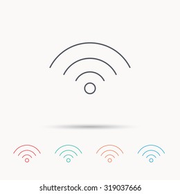 Wifi icon. Wireless wi-fi network sign. Internet symbol. Linear icons on white background. Vector
