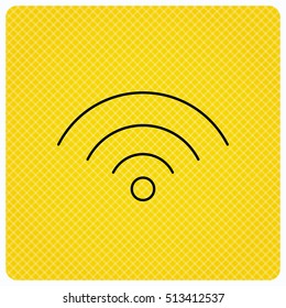 Wifi icon. Wireless wi-fi network sign. Internet symbol. Linear icon on orange background. Vector