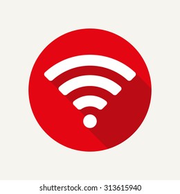 Wifi icon or wireless sign for remote internet access. Podcast vector symbol in flat design with long shadow.