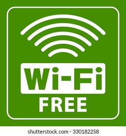 Wi-Fi icon. Wireless white sign isolated on green background. Network Symbol. Internet Emblem for business or commercial use. Stock vector illustration. You can change color and size
