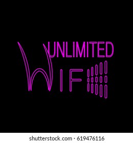 Wifi, wi-fi icons, background . Purple thin line on black background - vector illustration