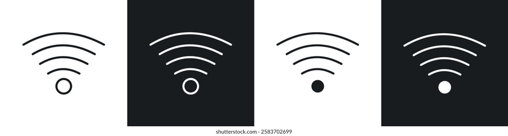 Wifi icons collection in black and white filled and line versions