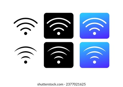 Wi-Fi-Symbole. Verschiedene Stile, W-LAN in einem Quadrat, Wi-Fi-Symbole. Vektorsymbole