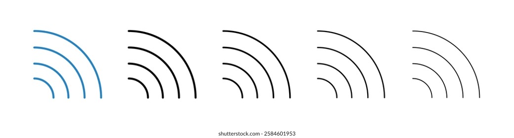 Wifi icons in five different stroke sizes