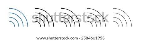 Wifi icons in five different stroke sizes