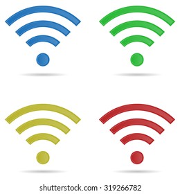 Wifi icons in flat style with shadows white  background