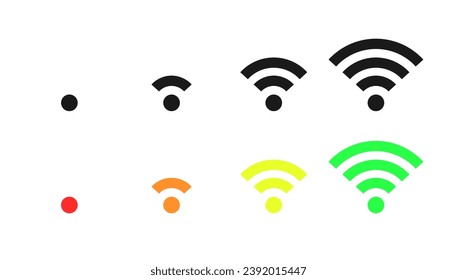 Wifi icons with multiple states for different connection levels.