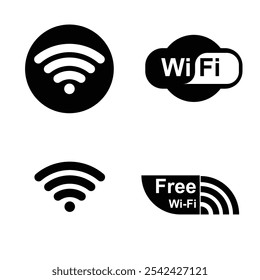 Wifi Icons Pack silhouette vector for visiting card and websites and printing