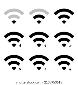 los iconos wi-fi configuran la señal del equipo del punto de conexión. Ilustración vectorial de material aislada en fondo blanco. EPS 10