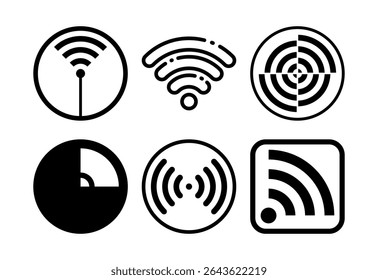 Wifi icons set design, internet connection symbol, wireless and wifi sign black on white background