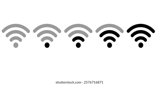 Wifi icons set. Internet icons. Wireless internet symbol. Wifi strength level icon set. Wifi signal strength Vector icon. Wifi signal collection