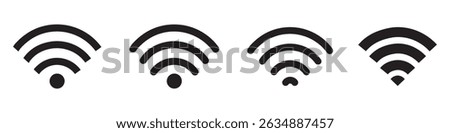 Wifi icons set. Internet icons. Wireless internet symbol. Wifi strength level icon set. Wifi signal strength Vector icon. Wifi signal collection