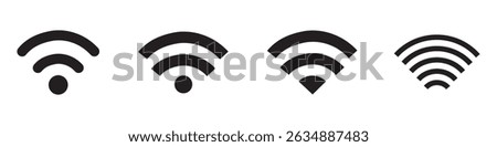 Wifi icons set. Internet icons. Wireless internet symbol. Wifi strength level icon set. Wifi signal strength Vector icon. Wifi signal collection